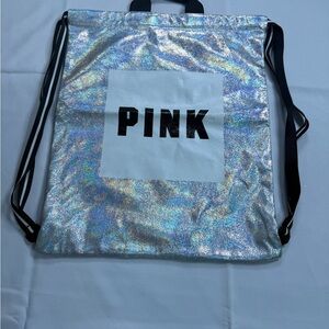PINK Victoria's Secret Silver Holographic Backpack